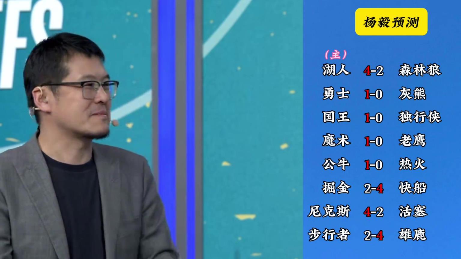 明燈來(lái)了！看看楊毅的季后賽預(yù)測(cè)：湖人4-2狼 快船4-2掘金